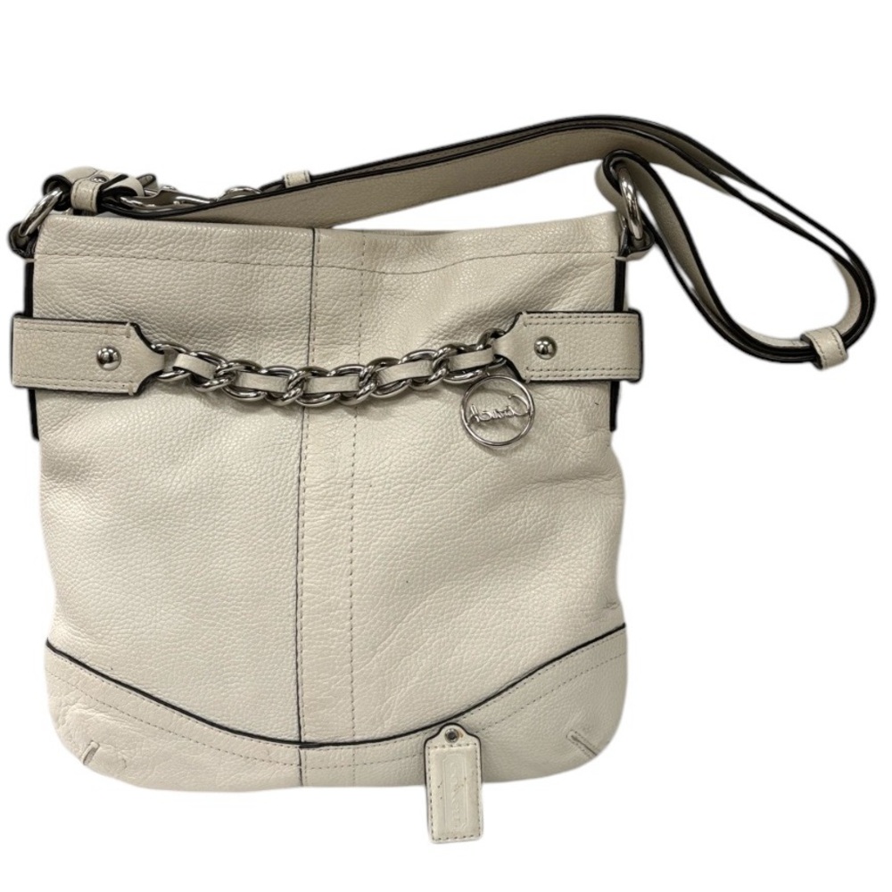 Coach Ivory White Leather Bag with Silver Hardware Style F19722 - Picture 1 of 16